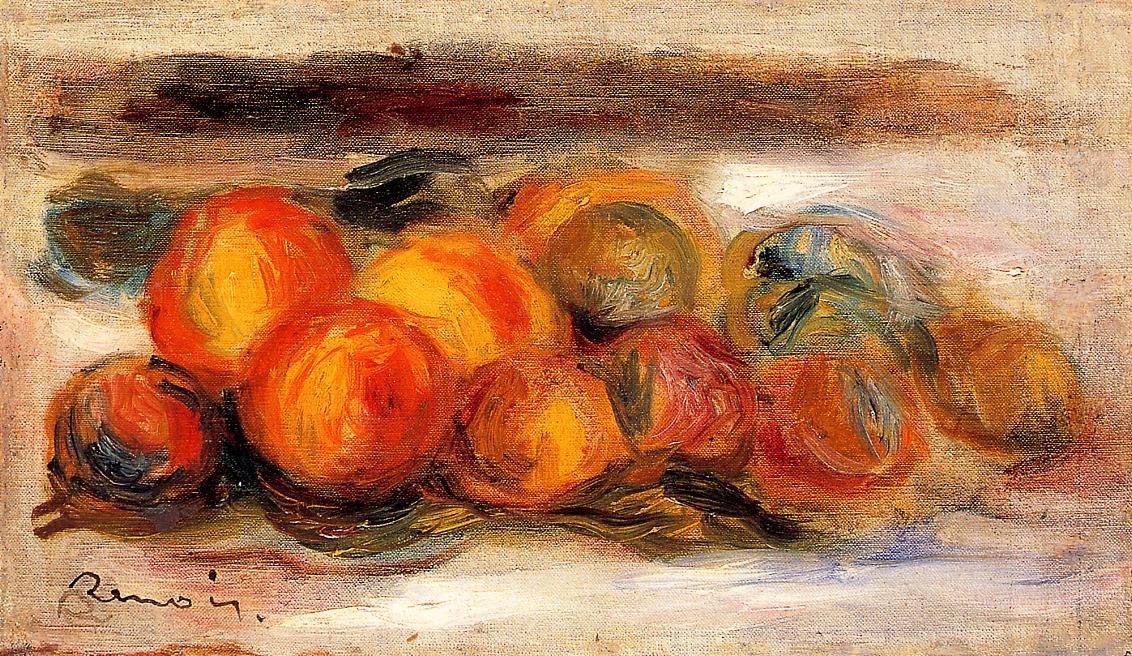 Still Life with Peaches by Renoir - Pierre-Auguste Renoir painting on canvas
